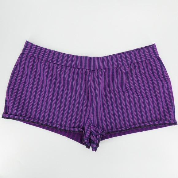 Retrend11 Pants - Retrend11 | Women’s Striped Short Shorts, Purple, 2X